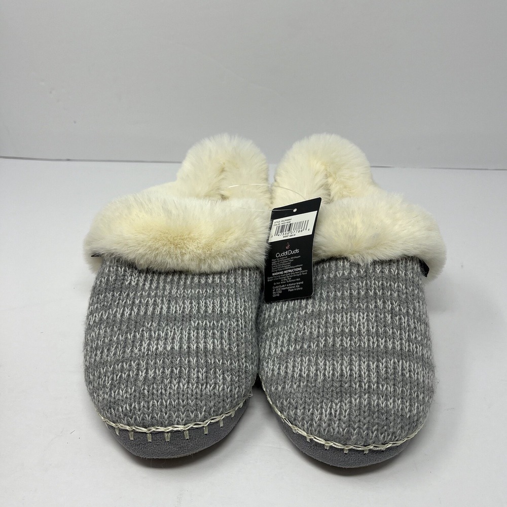 Cuddl Duds Twist Knit Slipper Bootie with Sherpa Lining Size Large 9-10 NEW - Picture 1 of 9